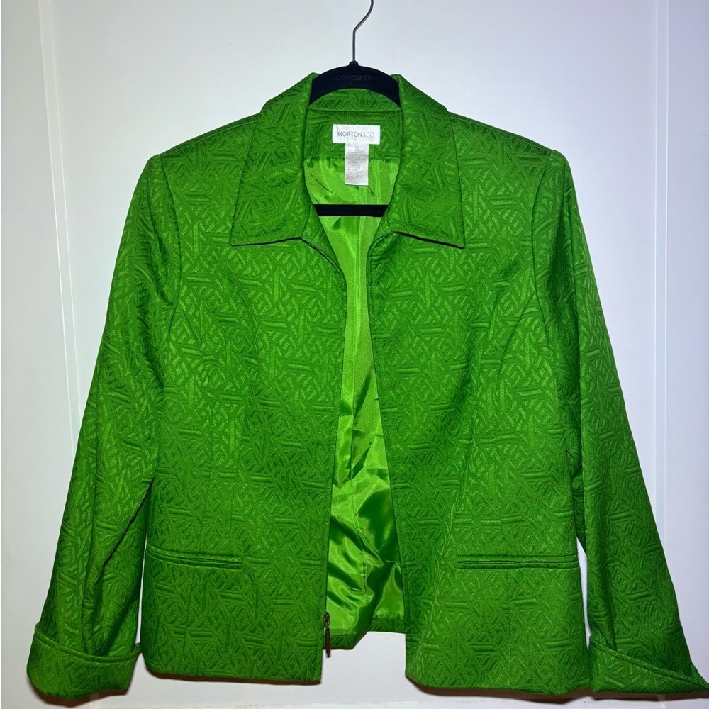 Kasper Green Blazer Structured Collarless Design